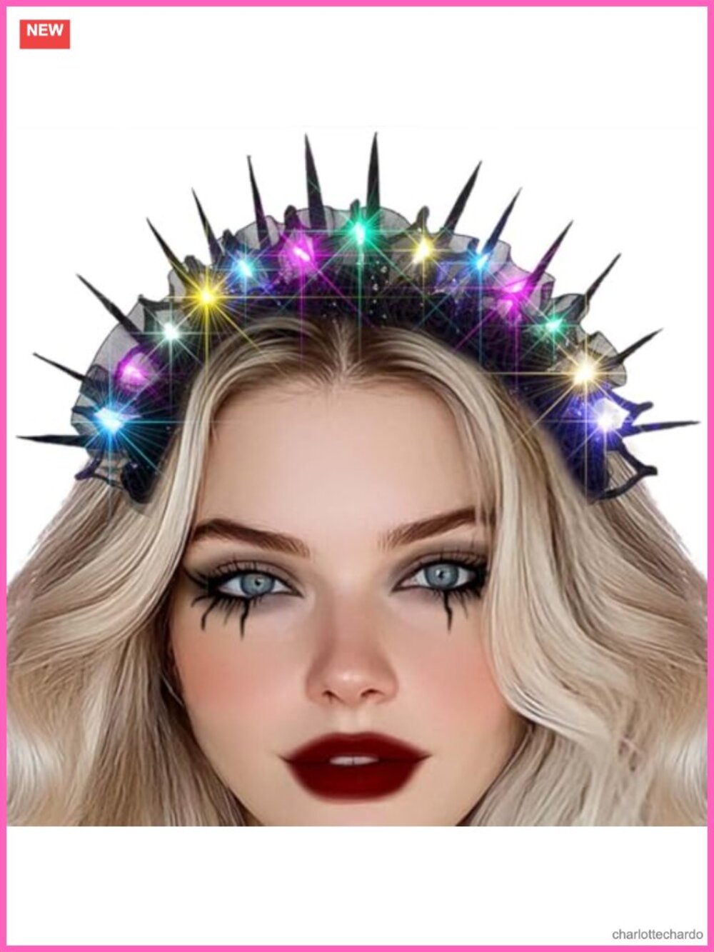 LED Light Up Gothic Rose Lace Headband Witch Costume Hair Accessory